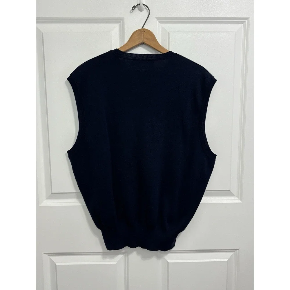 Polo Golf Ralph Lauren Sweater Vest Men's L Navy Cotton Pony Logo Preppy 0712